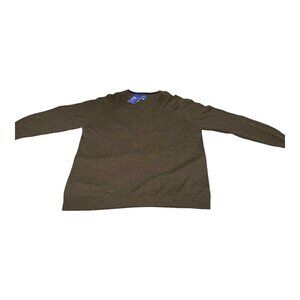 APT 9 Sweater Mens 2XL Brown Merino Wool Blend Seriously Soft Vneck Pullover